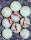 9 MINT Ultra UV-Reactive DAS Milky Oxblood Glass Marbles 3/4".  HTF.  Lot 0187 — photo 5