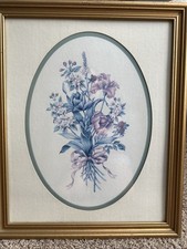 Vintage Framed Floral Wall Art 19x23 Inches