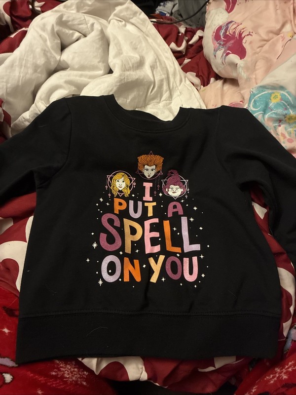 Disney Hocus Pocus Girls' Fleece Sweatshirt with Glitter Halloween, Size S(6/6x)