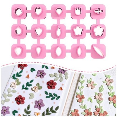 Keoker Mini Polymer Clay Cutters - 15 Shapes Flower BASIC 