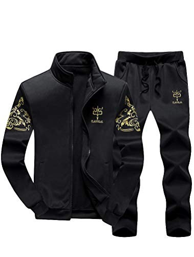 Men's 2 Pieces Tracksuits Running Jogging Sports Suits Athletic Long Sleeve - Picture 2 of 5