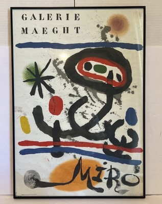 Joan Miró at Galerie Maeght Gallery  Exhibition  Lithograph Poster on Board See