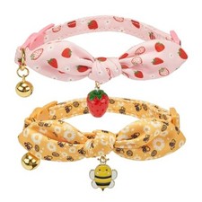 Bowtie Cat Collar with Bell 2 Pack 7.5-11.4 Inch Pack of 2 Bee  Strawberry