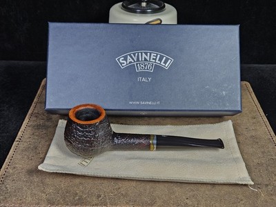 Rare Shape! Savinelli Onda 345KS Sandblasted Brandy 9mm Italian Estate Pipe