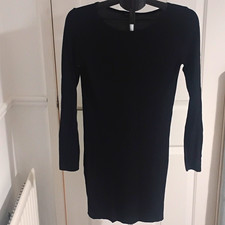 Esmara Large Bodycon Dress Black Knit Viscose Polyamide Short Long Sleeve