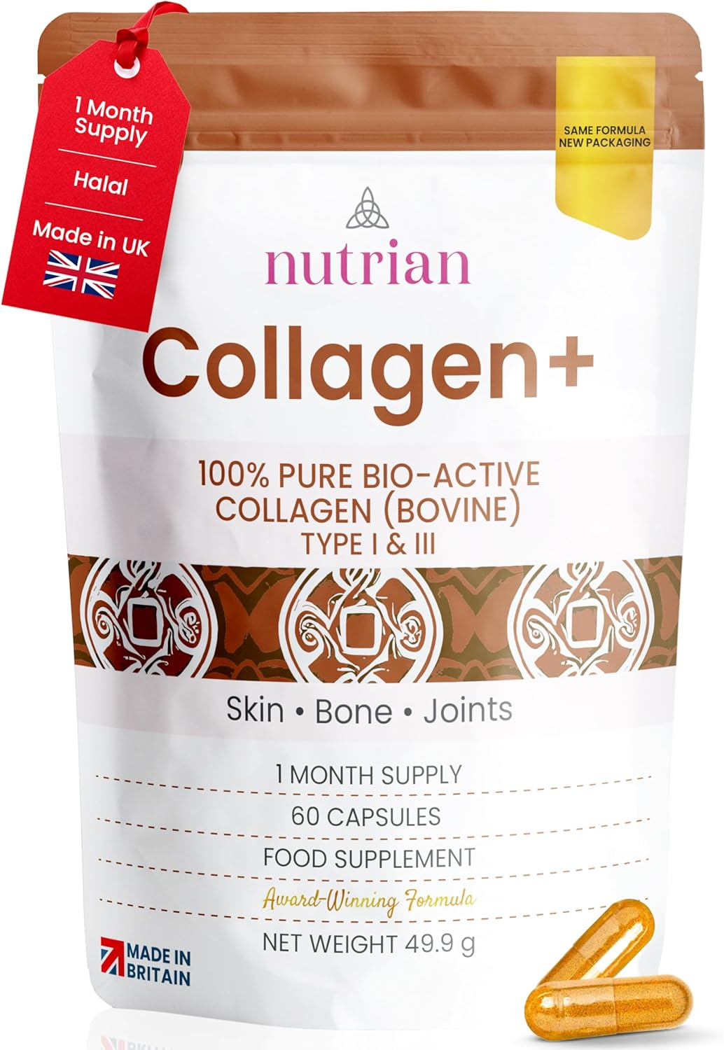 Collagen+ | 1200Mg Bio-Active Hydrolysed 100% Bovine Collagen Peptides | Grass-