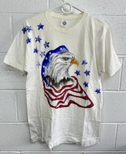 VTG Munsingwear Made In USA Single Stitch Puff Paint Eagle Patriotic Shirt / L