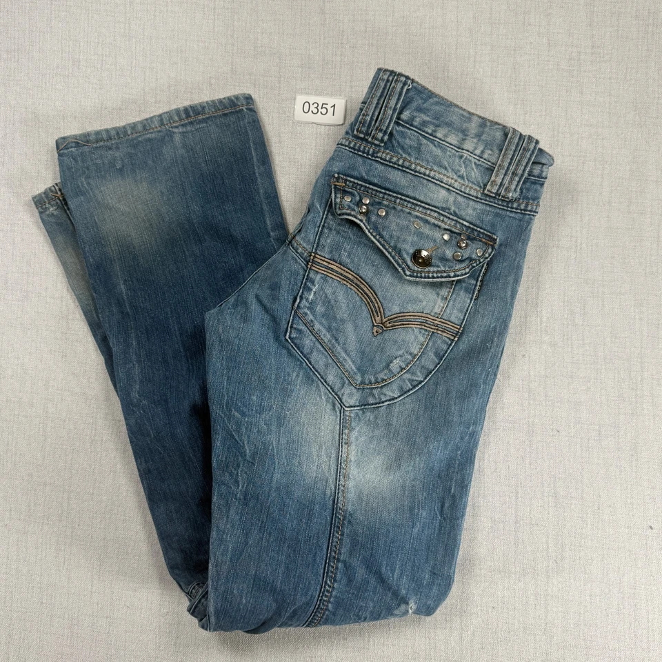 Jeans Cipo & Baxx Estilo Motociclista Azul Envejecido Algodón Denim Talla W34 L34 Foto 2 de 4