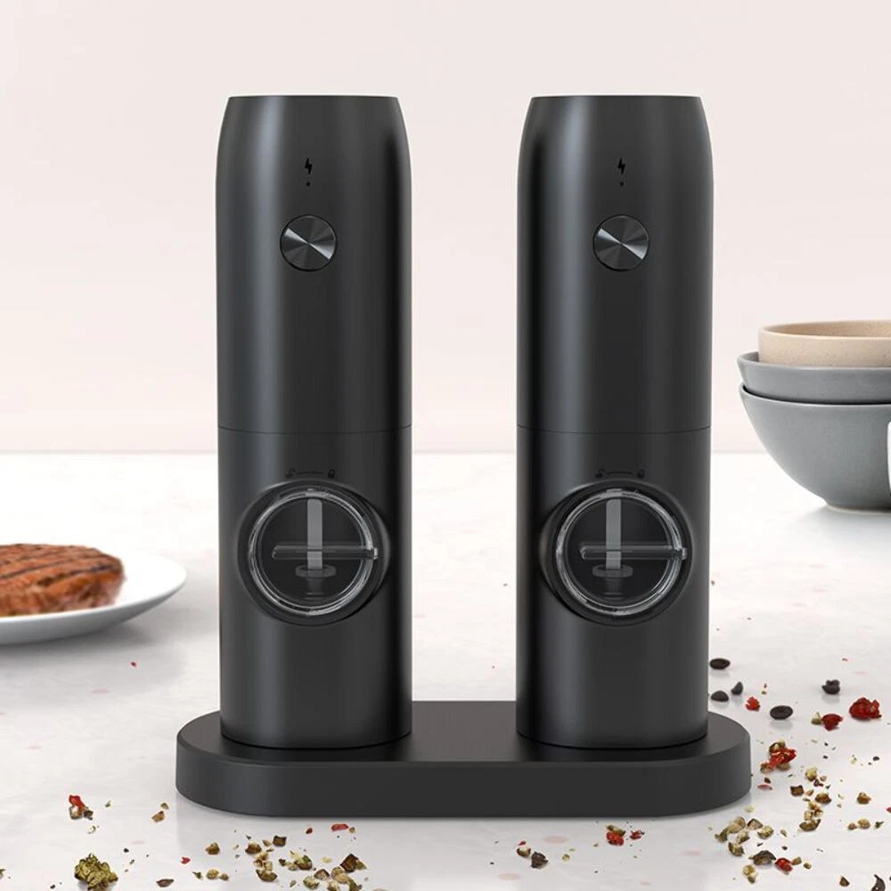 Set of 2 Electric Salt and Pepper Grinder, Automatic Pepper Mill,USB Rechargeabl
