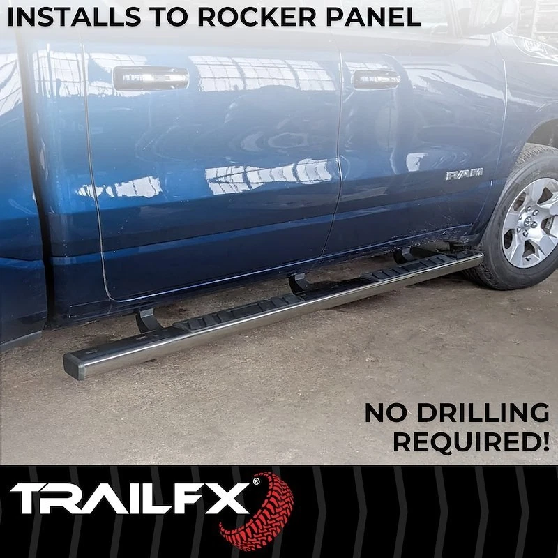 TrailFX A4001S 4" Trapezoid Side Step Nerf Bar For 2007-2018 Silverado 1500 NEW - Image 2 of 4