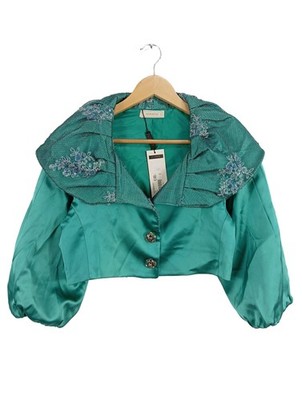 ALFABETA Bolero Damen Jacke Gr. DE 36 türkis Glanz-Optik