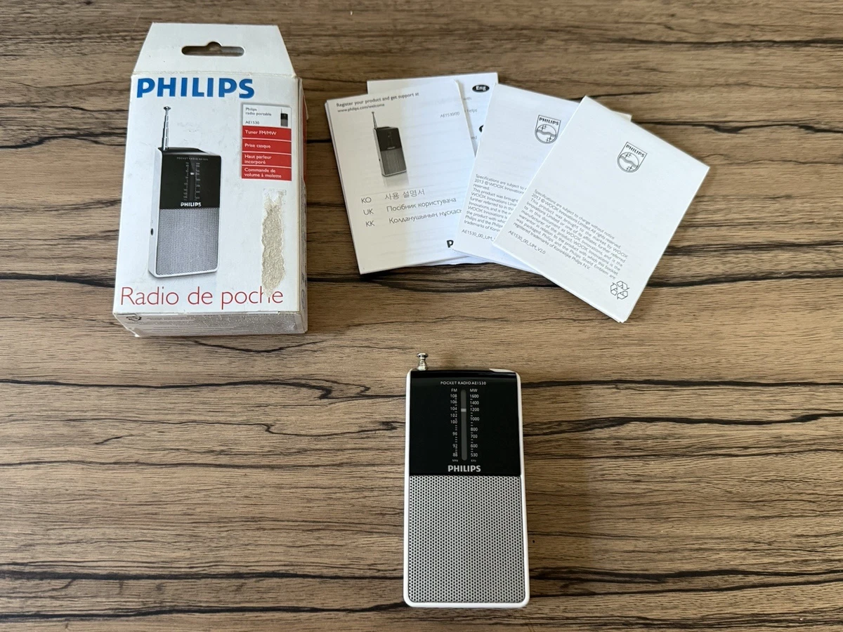 Philips D-1710 Radio Portable Vintage 2 Bandes Années 80 Avec Horloge LCD