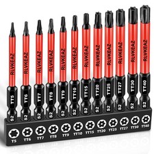 12-piece Impact Security Torx Bit Set T5-t40 3-inch Long S2 Steel Usa
