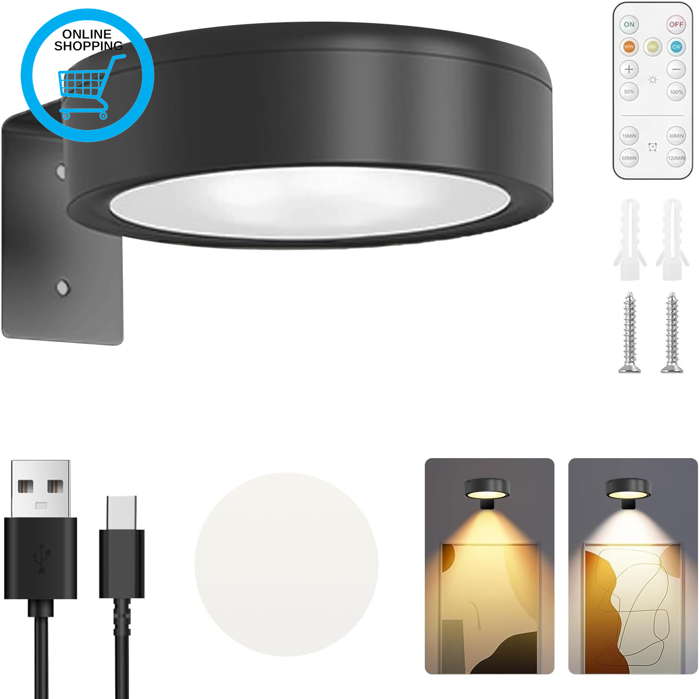 Rechargeable Picture Lights for Wall, Magnetic Wireless Led Light Stick on Wall