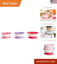 3-Pack Stay Put Suction Bowls for Babies - Dishwasher Safe with Lids