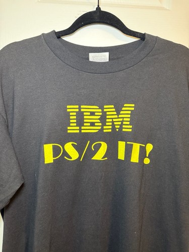 Vintage 80s Hanes IBM PS/2 IT Promo T-Shirt Black XL