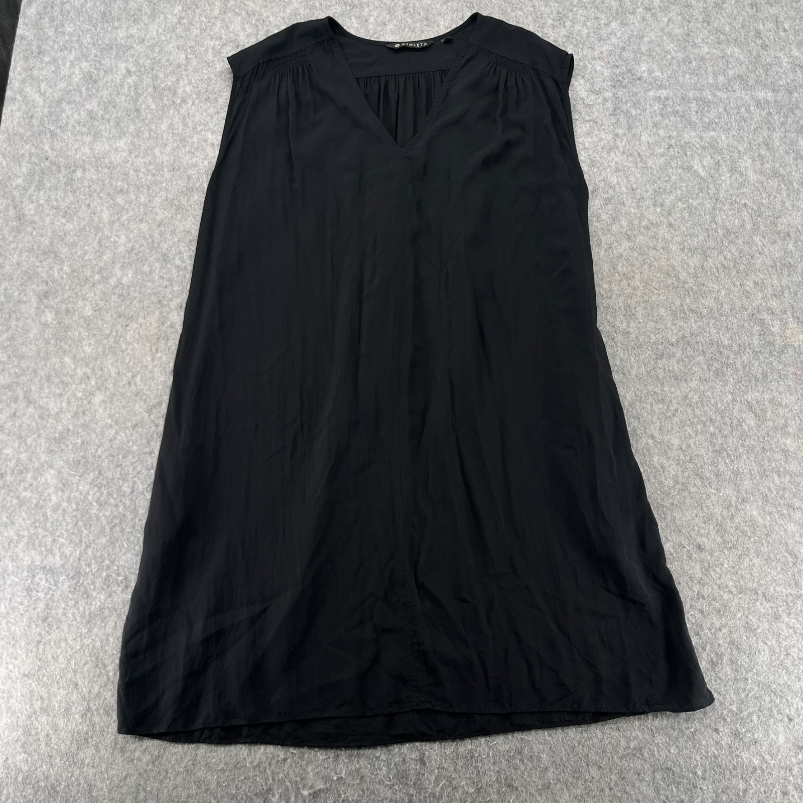 Athleta Womens Black Sleeveless V Neck Knee Length Tank Dress Size M