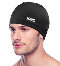 Aegend Fabric Swim Cap Silicone Waterproof Layer - Breathable Cloth Swimming