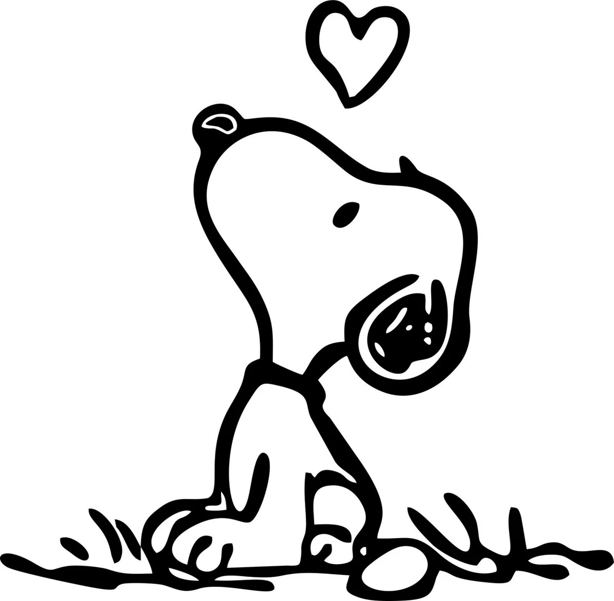 Snoopy with Heart - The Peanuts Black vinyl decal sticker for Cars, Truck,  etc. | eBay