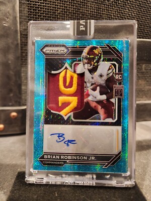 2023 Prizm NFL Brian Robinson Jr Teal Rookie RC Patch Auto True 1/1 Commanders