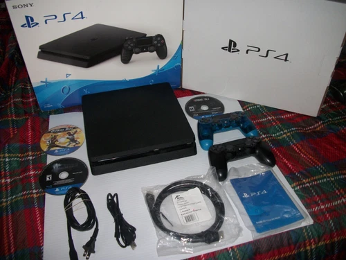 PlayStation 4 (PS4) Slim bundle 1 TB W/ 3 Games, 2 Controllers And Original Box
