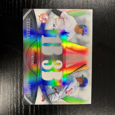 2010 Bowman Sterling Boxloader Dual Relics /199 Mark Teixeira Chipper Jones HOF