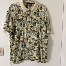 Saddlebred 1/4 Button Green/Yellow Multicolor Shirt Men's Size XL
