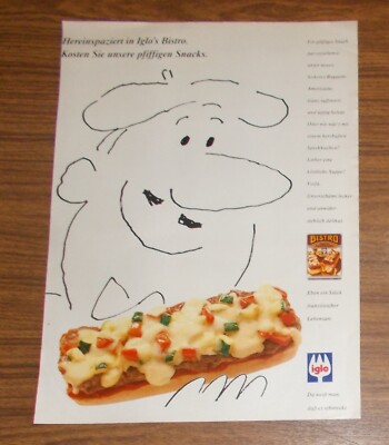 Seltene Werbung IGLO BISTRO BAGUETTE AMERICAINE - Französische Lebensart 1984