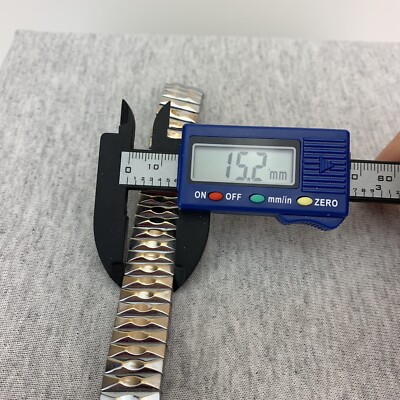 Bracelet De Montre Vintage Topps Stretch Argenté - Pour Homme - Occasion - Largeur 14mm