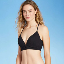 Women's Lightly Lined V-Wire Ribbed Bikini Top -Shade & Shore-Various Sizes -S99