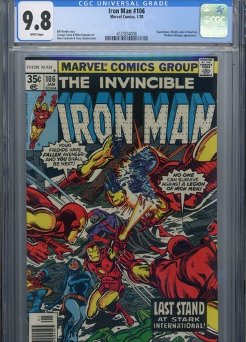 IRON MAN #106 MT 9.8 CGC WHITE PAGES TUSKA ART COCKRUM COVER MANTLO STORY