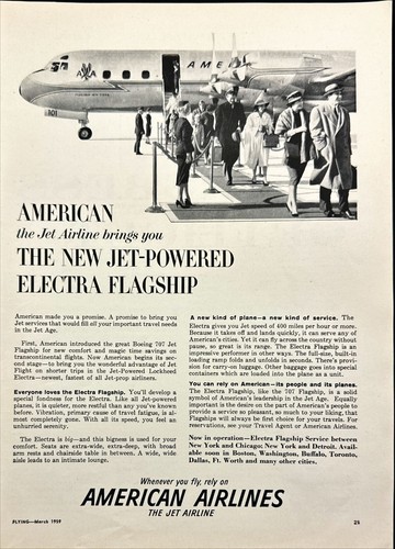 1959 American Airlines Electra Flagship Passengers Departing Vintage Print Ad - Picture 2 of 7