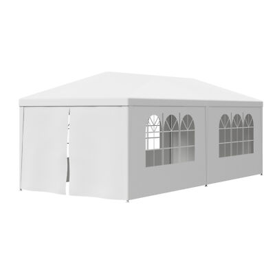 Party Tent 10x20ft Heavy Duty Waterproof Outdoor Wedding Tent w/6 Remov Sidewall