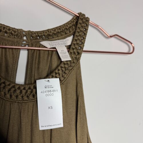 Banana Republic Heritage Collection Womens Top XS Green Braided Neckline NEW - Picture 3 of 5