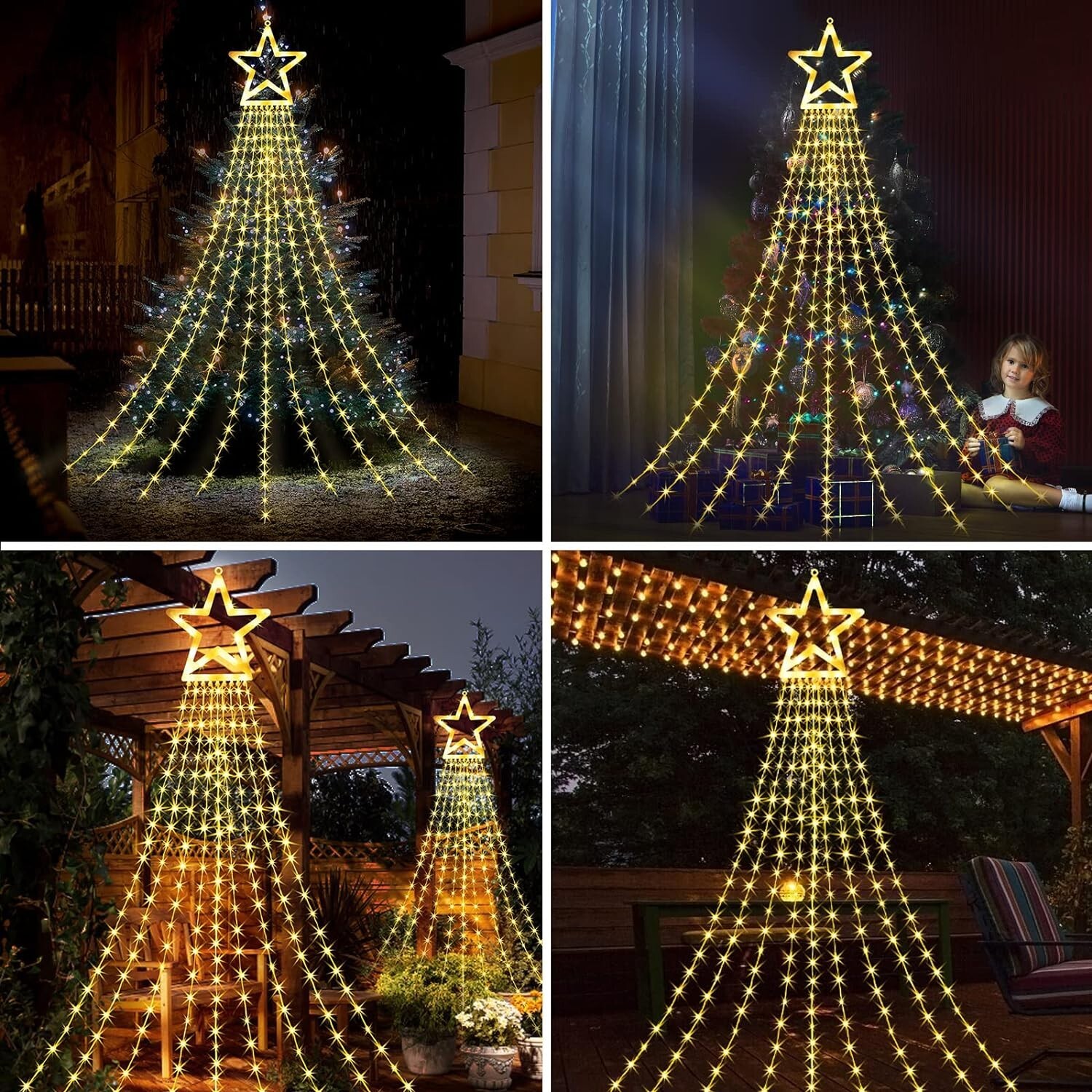 Plug In Christmas Lights Indoor Outdoor 350LED Decorations Tree Topper