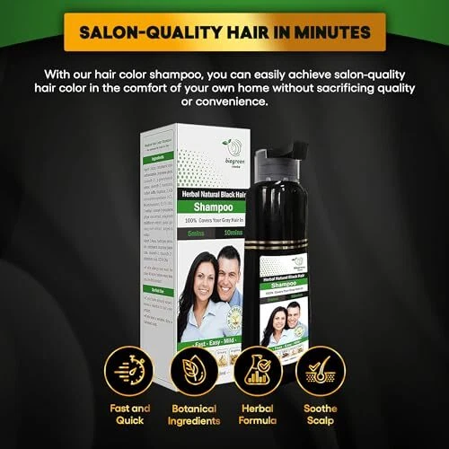 Champú Herbal Natural Color Cabello Negro - Cobertura Cabello Gris en 10 Minutos -... Foto 3 de 4