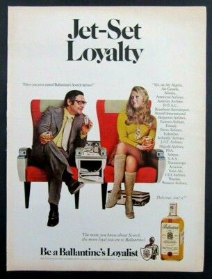 1972 BALLANTINES Finest Blended Scotch Whisky Magazine Ad - Jet Set Loyalty