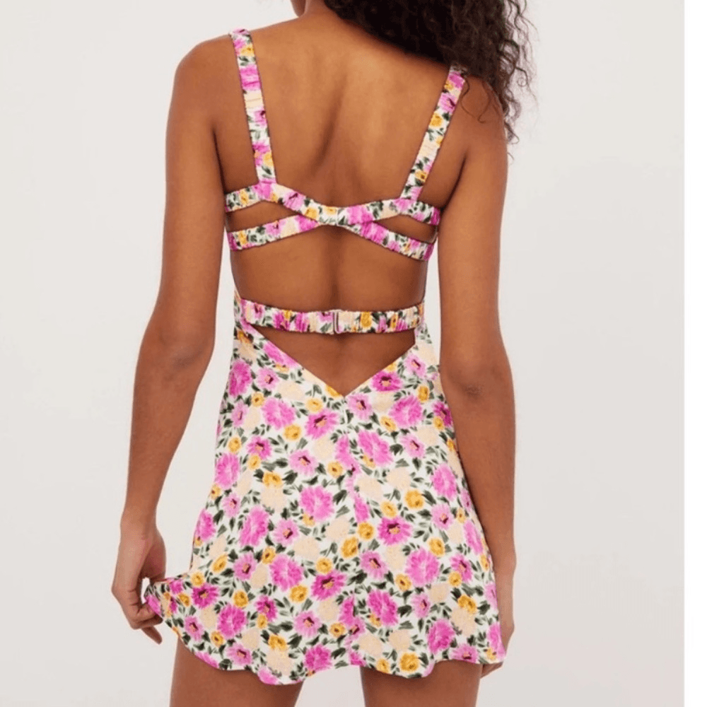 for love and lemons june mini dress For Love & Lemons Checkered Graphic Print Mini Dress