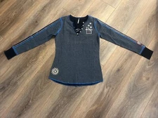 Alp N Rock Sun Valley Henley Top Size L  Idaho Beaded & Patches Heather NO TAGS
