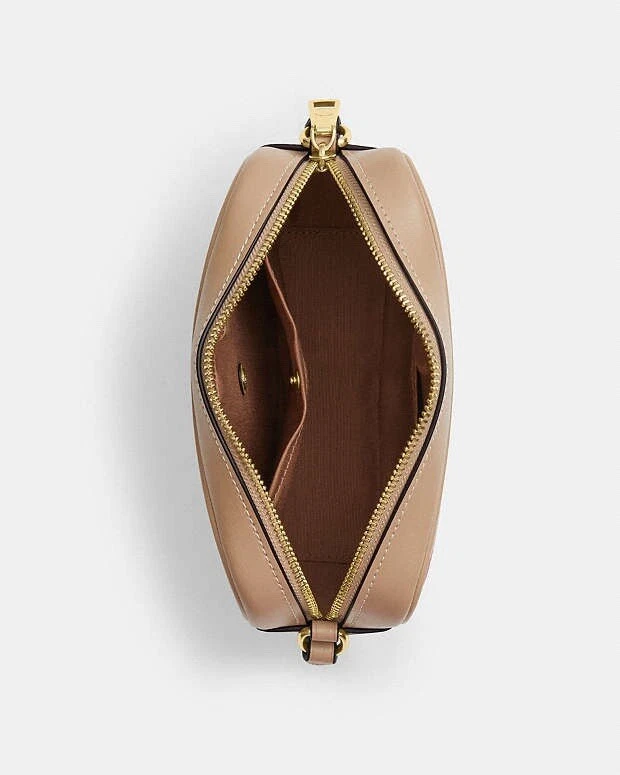 Borsa per fotocamera Coach CZ942 Mini Jamie in tela e pelle firmata con stampa labbra