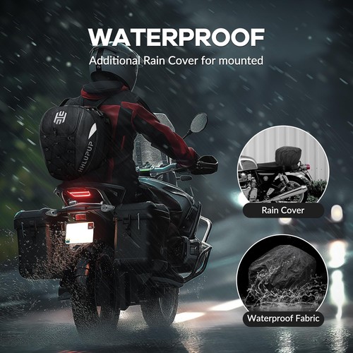 Motorcycle Tail Bag Seat Helmet - 38L Motorcycle Backpack Waterproof Luggage ... - Picture 4 of 7