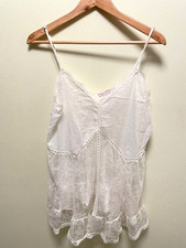 Victorias Secret Womens Slip Dress Medium White Floral Lace Sheer Feminine Y2K