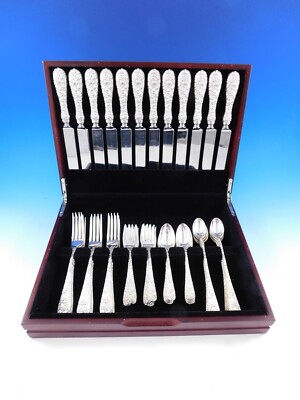 Rose by Stieff Sterling Silver Flatware Set for 12 Service 60 pc