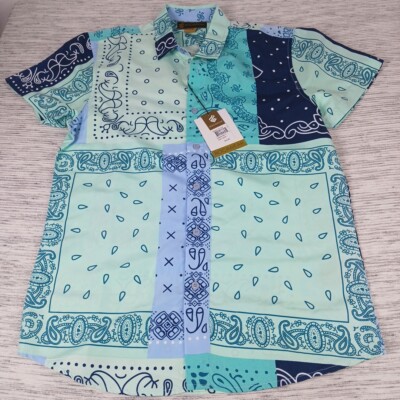 Rocawear Shirt Men's Medium Bandana  Shirt Short Sleeve Multicolor New With Tags