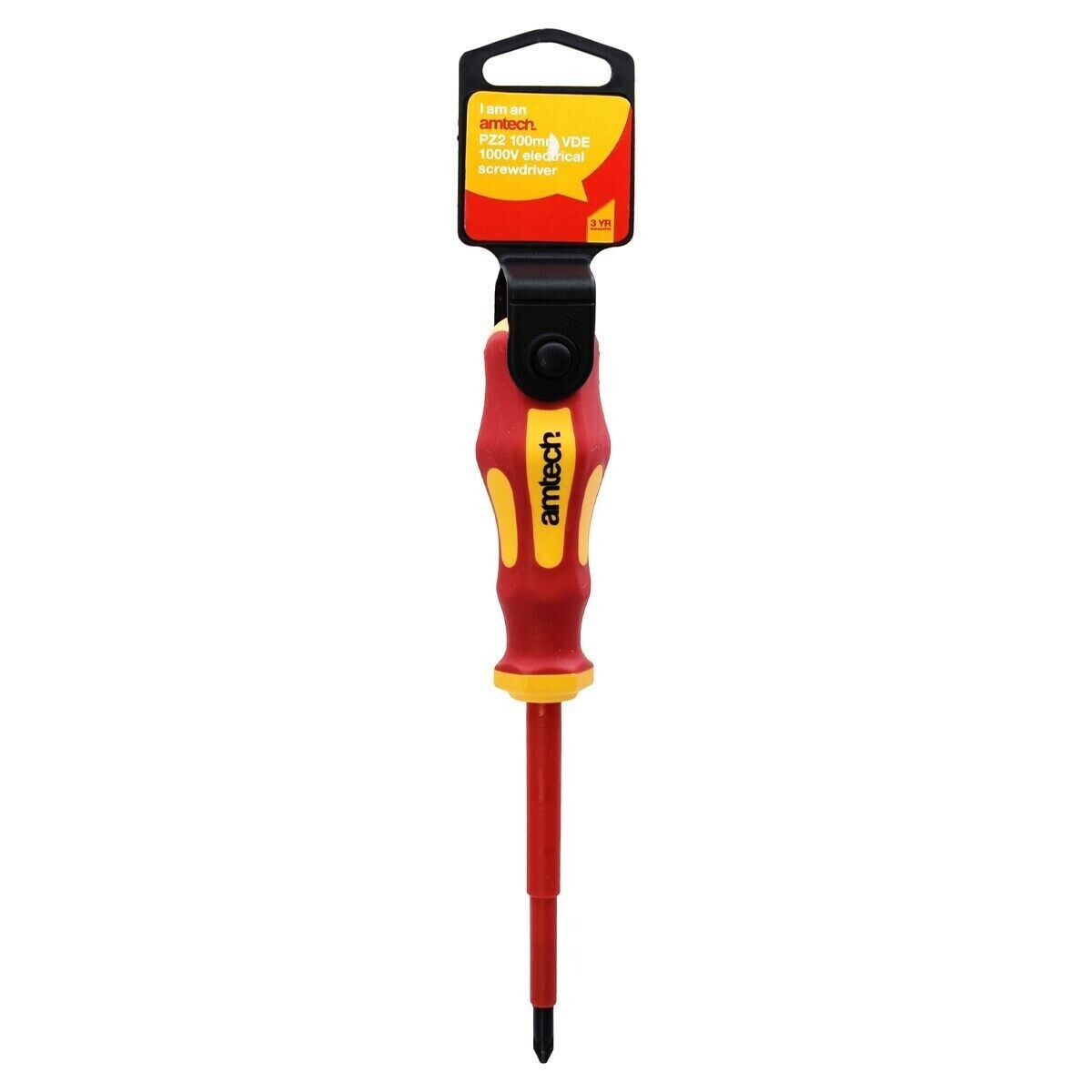 100Mm Pozidriv  Vde  1000V Electrical Screwdriver With Pz 2 Tip Amtech L0653