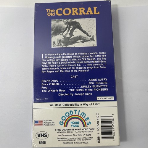Roy Rogers & Gene Autry The Old Corral SEALED VHS Video Tape NEW NOS - Picture 2 of 5
