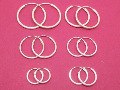 Einfache Creolen 925 Echt Silber Ohrringe Dicke 1,2-1,5mm Ø 10 - 25mm Unisex