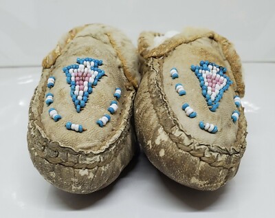 Leather Child Children's Moccasins Vintage Native American