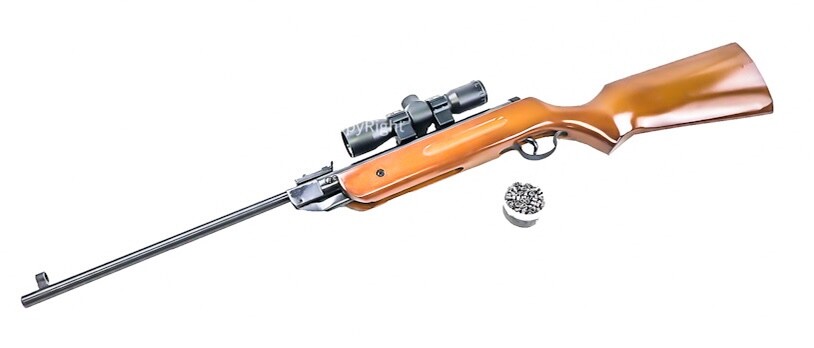 .22 Caliber (5.5mm) Air Rifle - Spring-Powered, Real Wood Stock, 400-500 FPS For Target Shooting