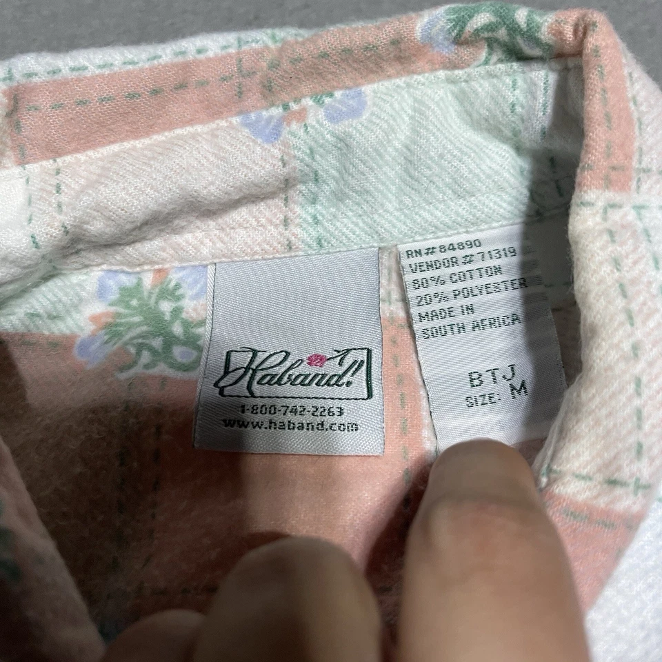 Винтажная женская фланелевая рубашка Haband средний размер в клетку с цветочным рисунком Grandmacore - Изображение 4 из 4